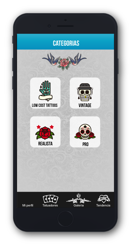 Diseño de frontend, para aplicación  móvil INKBLACK - menu, Java -xml 
