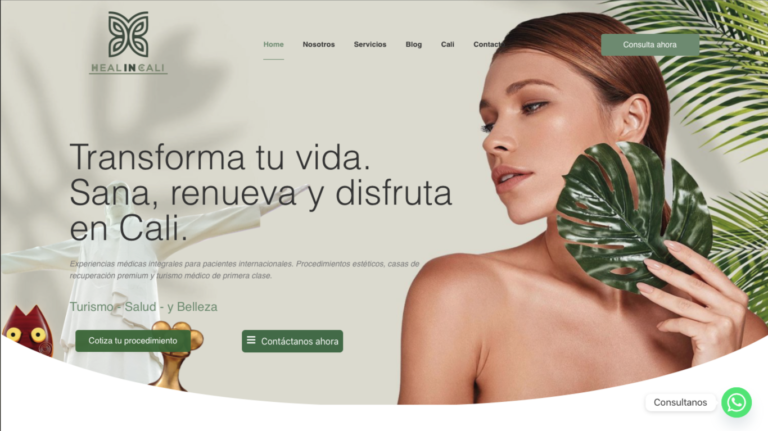 LandingPage HealinCali portal sobre estética y turismo, desarrollada en WordPress - mysql - hace parte de la Marca de servicios HealinCali sobre turismo y cosmética  <br><a href="https://healincali.com">Click para ir a HealinCali</a>